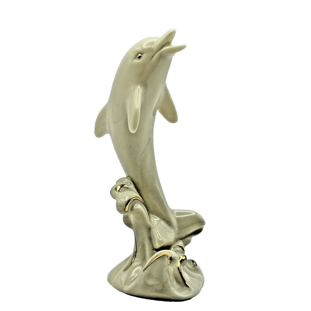 Lenox Dolphin Figurine Porcelain White 24K Gold Accents